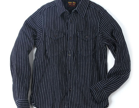 501656 INDIGO STRIPE HEAVY FLANNEL SHIRT　